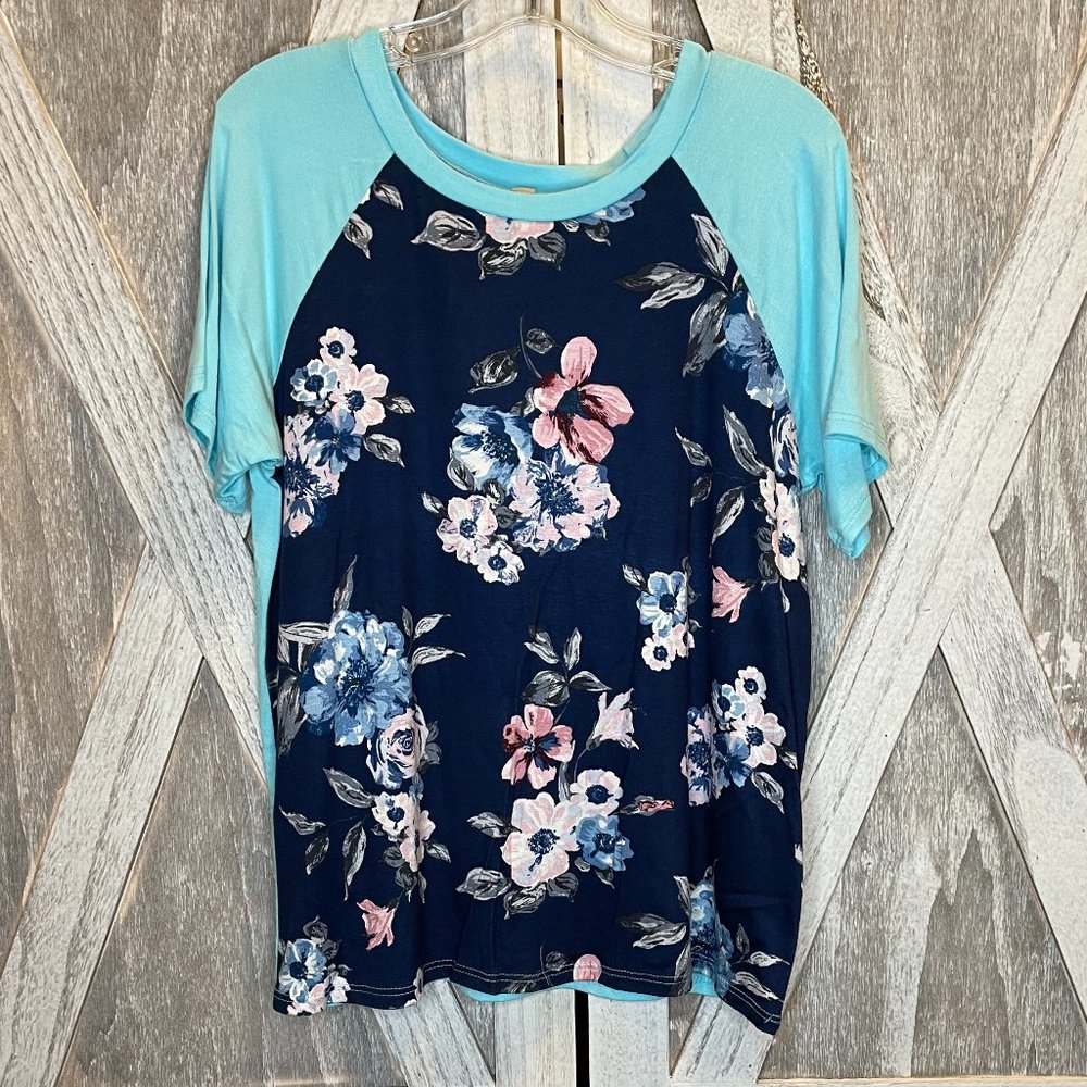 Youth Floral Baby Blue Sleeved Top
